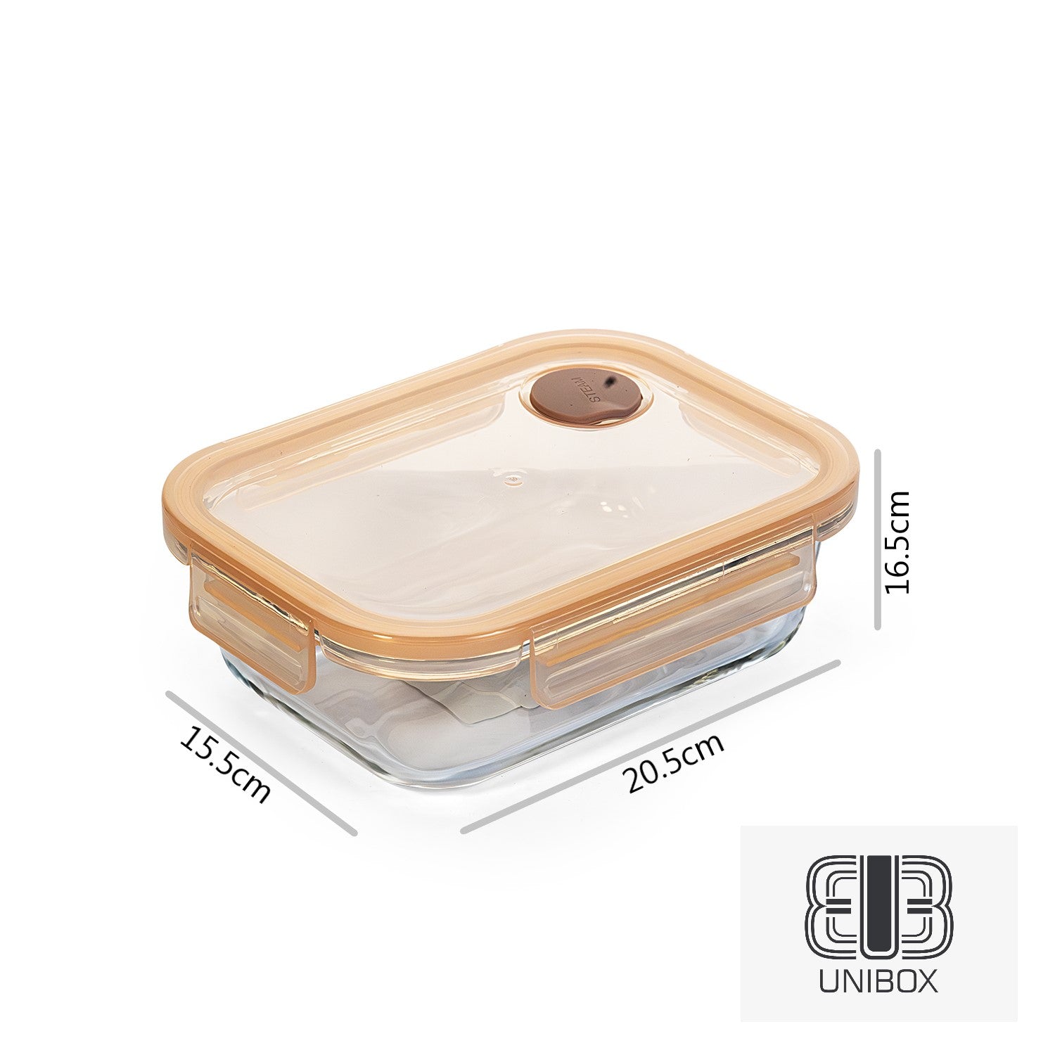 Unibox High Quality Borosilicate Glass Food Container, With Two Compartments, Leak-Proof & Microwave Safe