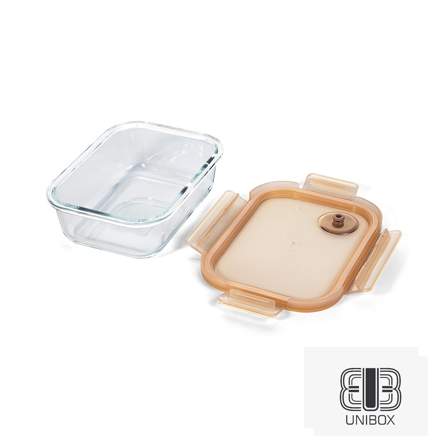 Unibox High Quality Borosilicate Glass Food Container, With Two Compartments, Leak-Proof & Microwave Safe