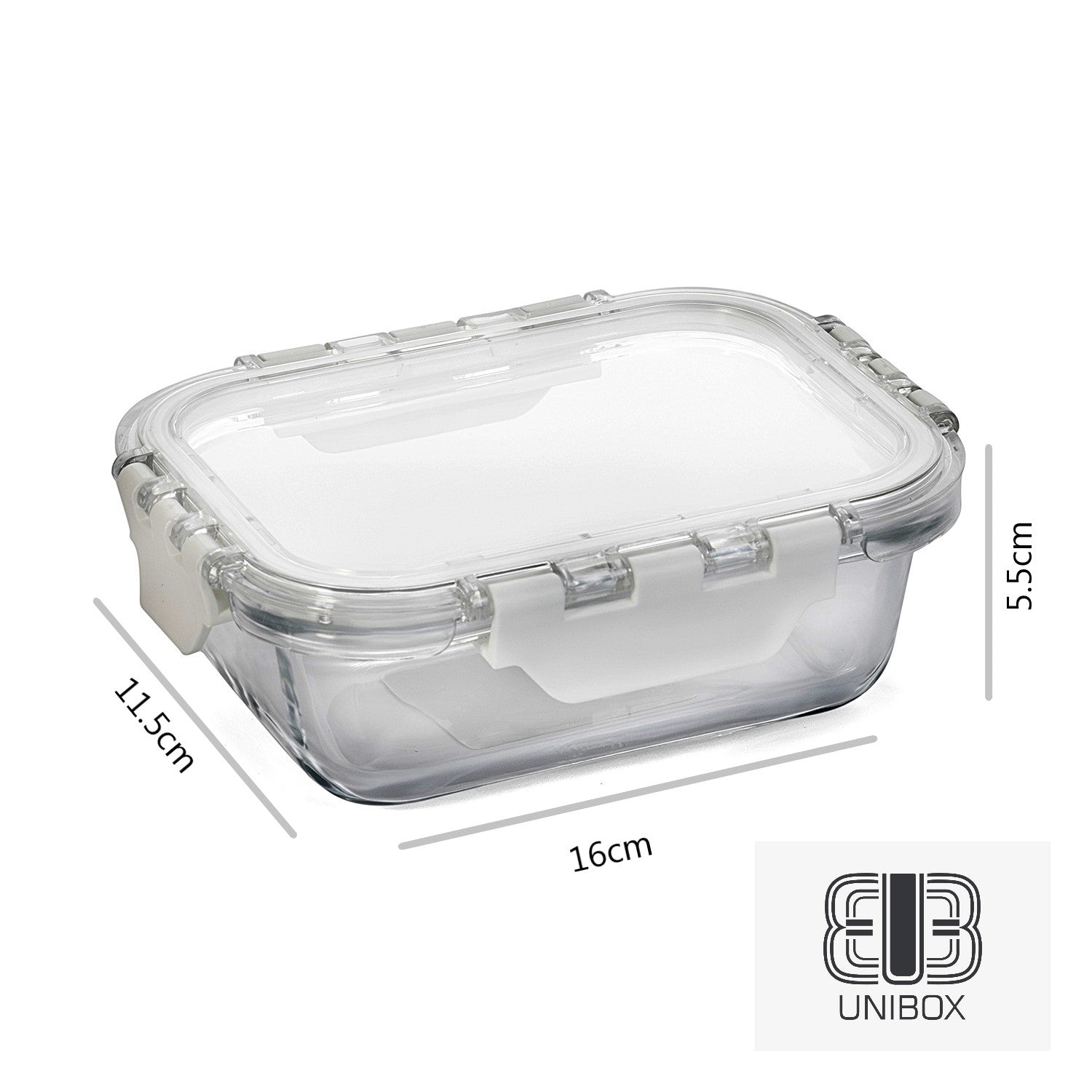 Unibox Glass Food Container, Leak-Proof & Microwave Safe